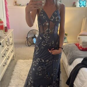 Floral Blue prom Dress